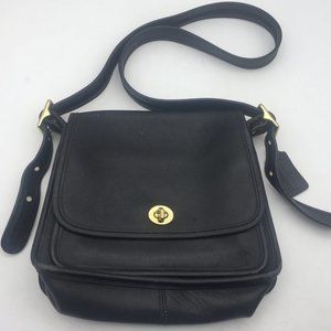 Vintage Authentic Coach Rambler’s Legacy Black Leather Crossbody Purse Bag 9160